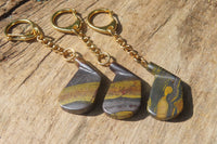 Hand Made Banded Tiger Iron Golf Club Jasper Keyrings - sold per item - From South Africa