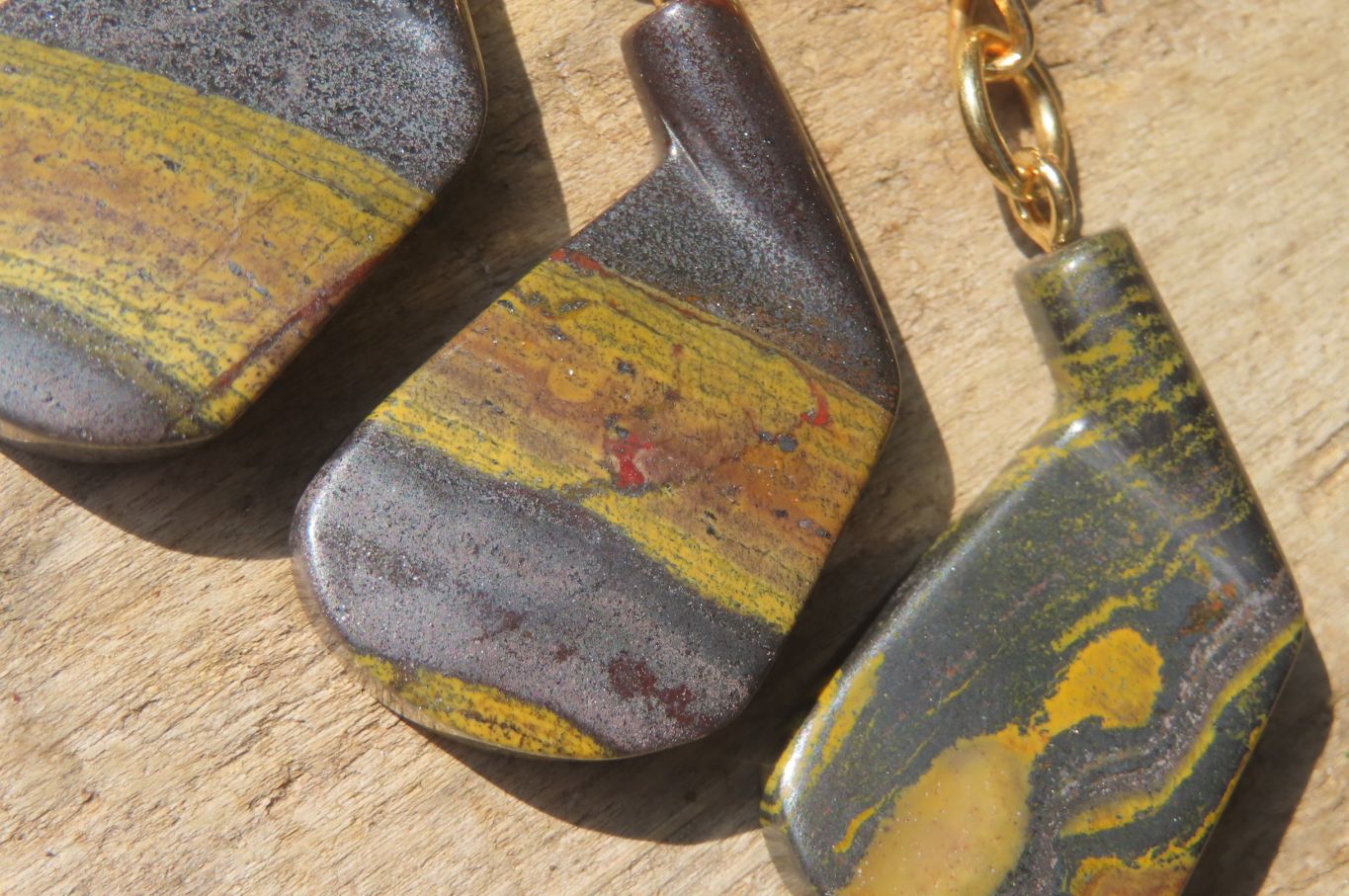 Hand Made Banded Tiger Iron Golf Club Jasper Keyrings - sold per item - From South Africa - Toprock Gemstones and Minerals 