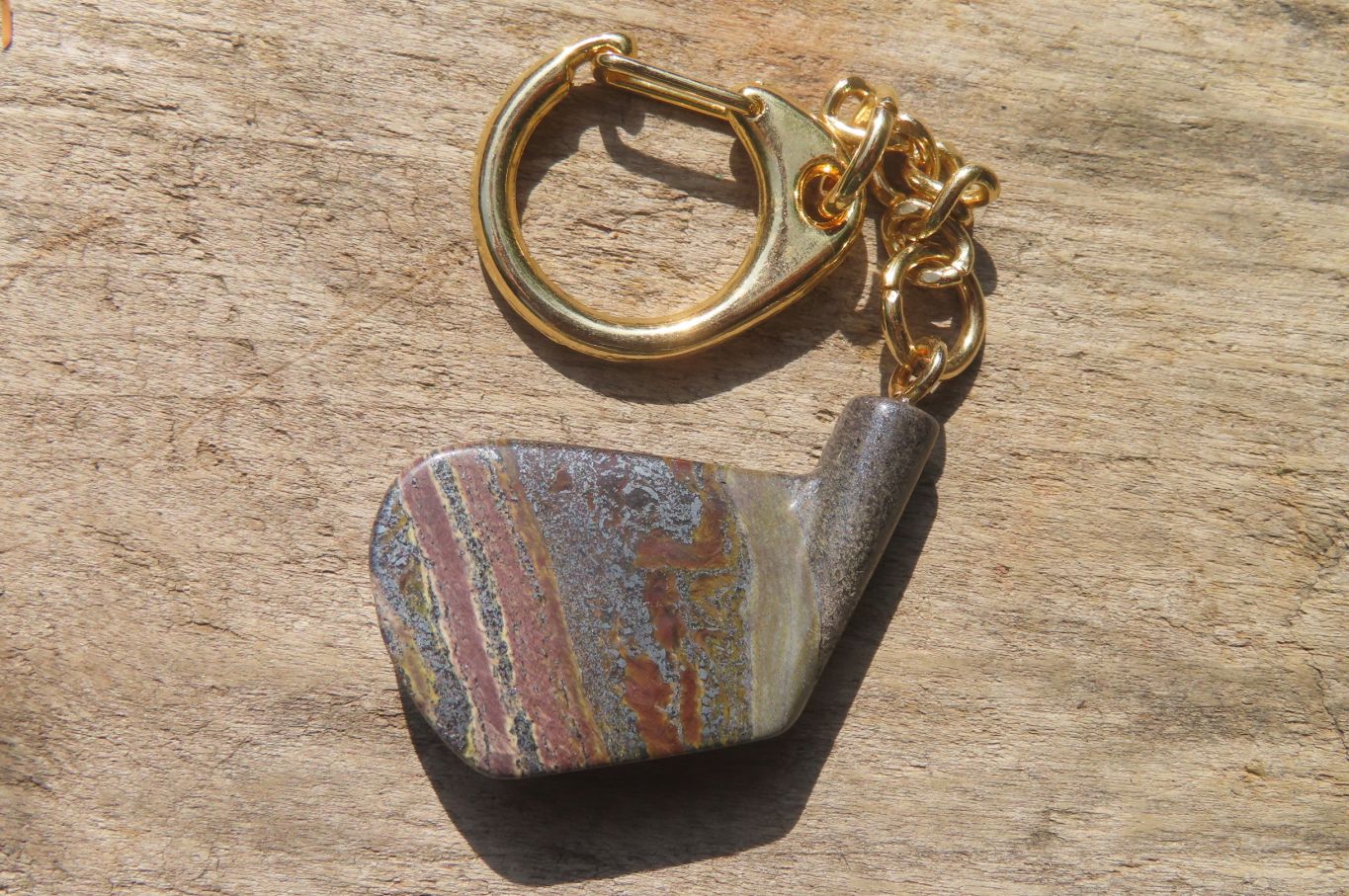 Hand Made Banded Tiger Iron Golf Club Jasper Keyrings - sold per item - From South Africa - Toprock Gemstones and Minerals 