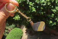 Hand Made Banded Tiger Iron Golf Club Jasper Keyrings - sold per item - From South Africa