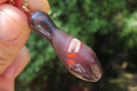 Hand Made Banded Tiger Iron Jasper Ten Pin Bowling Skittle Keyrings - sold per item - From South Africa