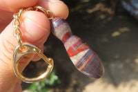 Hand Made Banded Tiger Iron Jasper Ten Pin Bowling Skittle Keyrings - sold per item - From South Africa