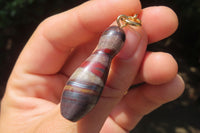 Hand Made Banded Tiger Iron Jasper Ten Pin Bowling Skittle Keyrings - sold per item - From South Africa