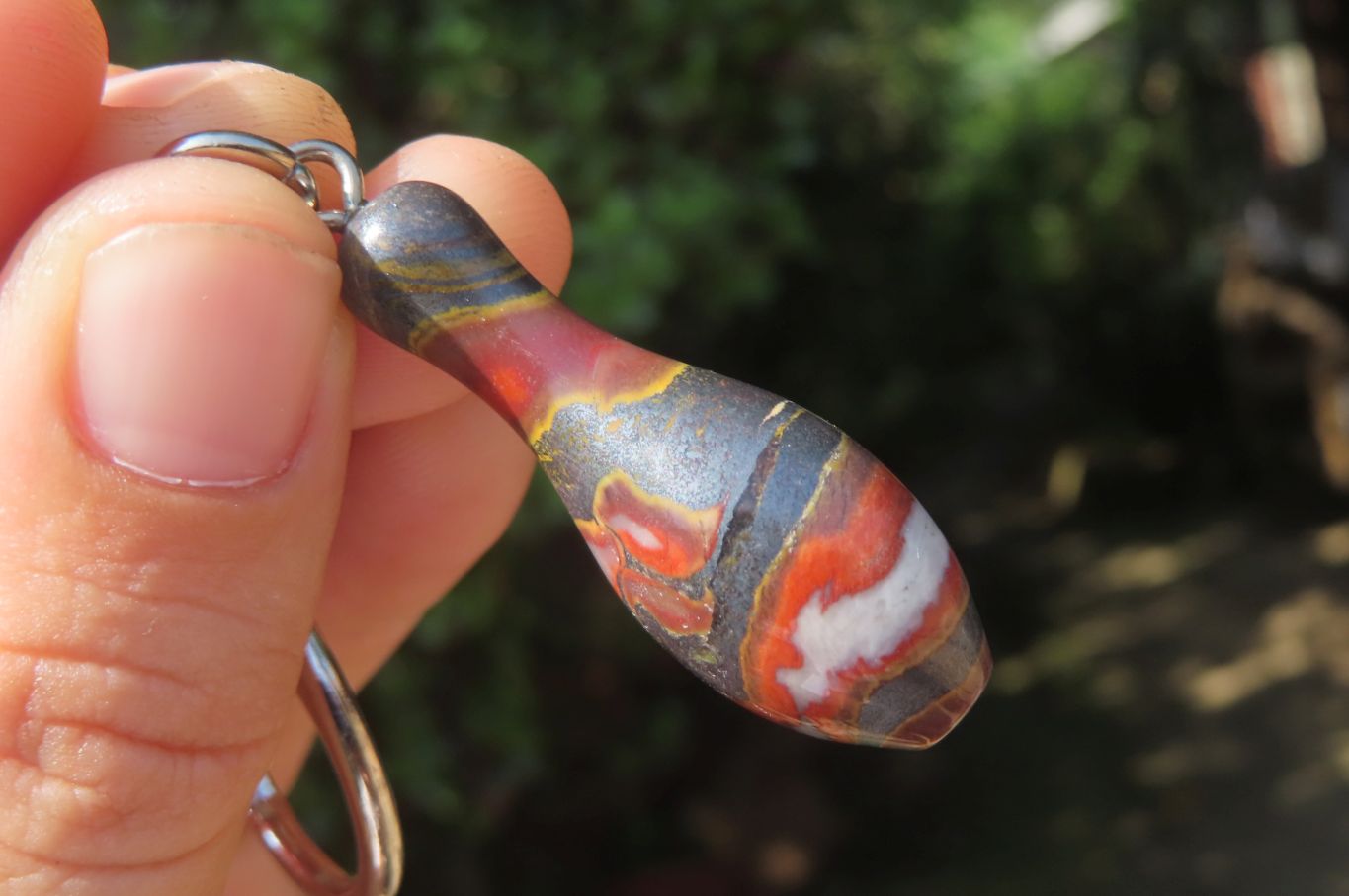 Hand Made Banded Tiger Iron Jasper Ten Pin Bowling Skittle Keyrings - sold per item - From South Africa - Toprock Gemstones and Minerals 