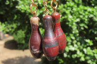 Hand Made Banded Tiger Iron Jasper Ten Pin Bowling Skittle Keyrings - sold per item - From South Africa