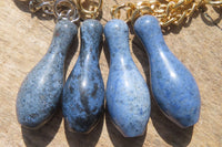 Hand Made Dumortierite Ten Pin Bowling Skittle Keyrings - sold per item - From Mozambique