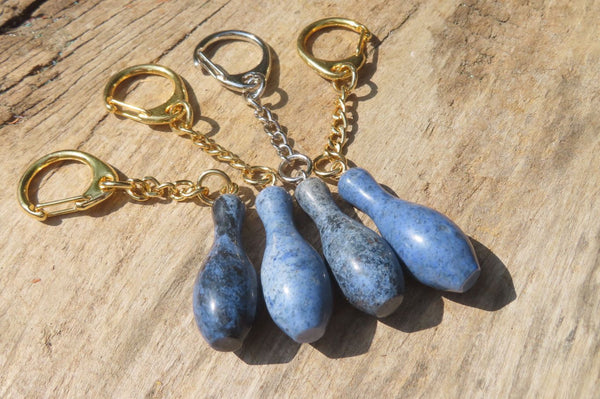 Hand Made Dumortierite Ten Pin Bowling Skittle Keyrings - sold per item - From Mozambique