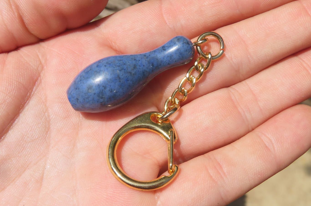 Hand Made Dumortierite Ten Pin Bowling Skittle Keyrings - sold per item - From Mozambique - Toprock Gemstones and Minerals 