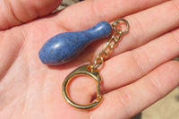 Hand Made Dumortierite Ten Pin Bowling Skittle Keyrings - sold per item - From Mozambique