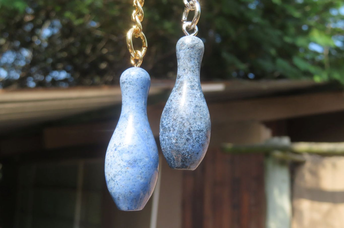Hand Made Dumortierite Ten Pin Bowling Skittle Keyrings - sold per item - From Mozambique - Toprock Gemstones and Minerals 