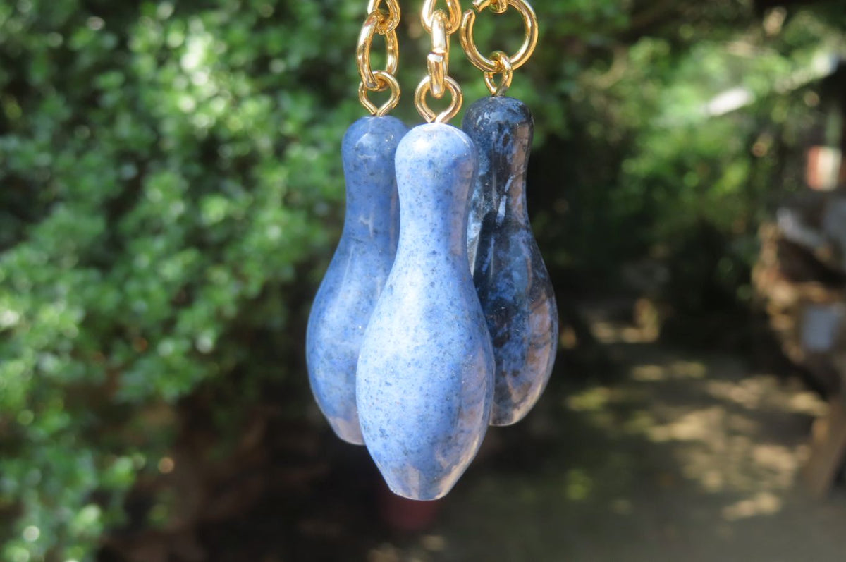 Hand Made Dumortierite Ten Pin Bowling Skittle Keyrings - sold per item - From Mozambique - Toprock Gemstones and Minerals 