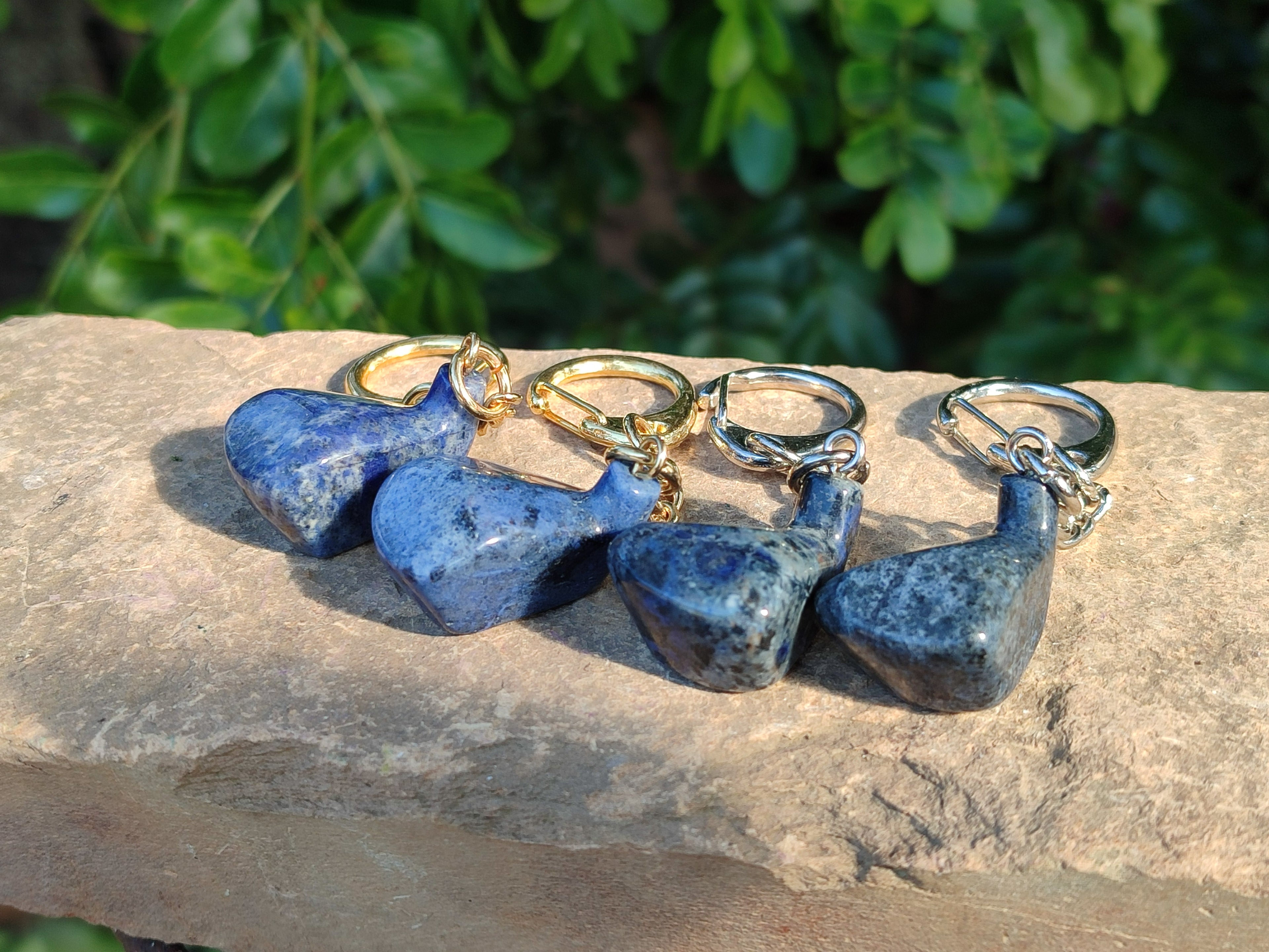 Hand Made Dumortierite Golf Driver Keyrings - sold per item - From Mozambique - Toprock Gemstones and Minerals 