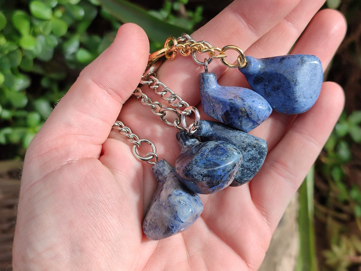 Hand Made Dumortierite Golf Driver Keyrings - sold per item - From Mozambique - Toprock Gemstones and Minerals 