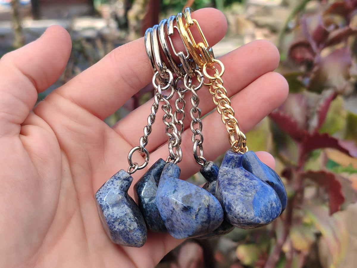 Hand Made Dumortierite Golf Driver Keyrings - sold per item - From Mozambique - Toprock Gemstones and Minerals 