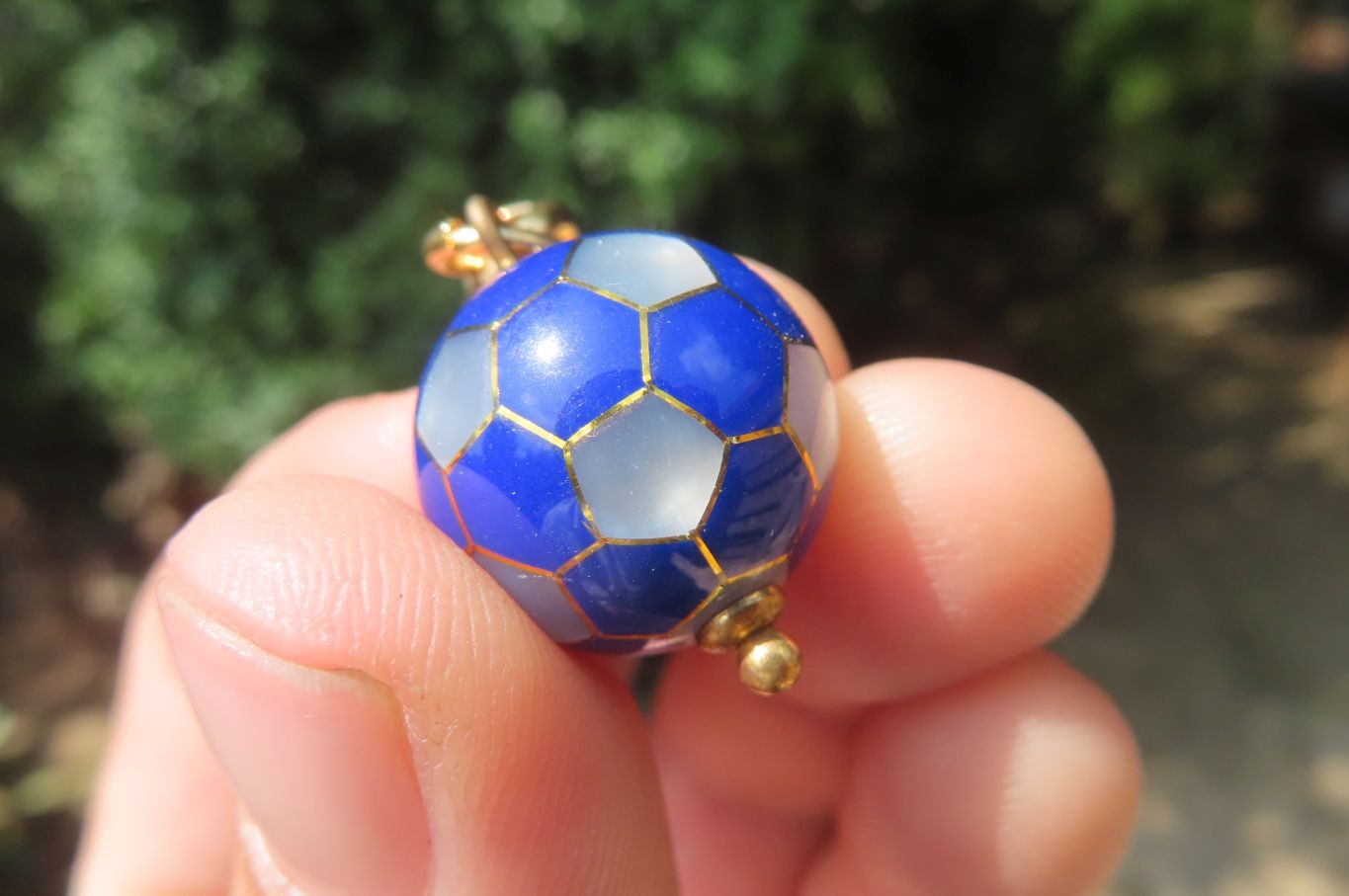 Hand Made Lapis Lazuli and Mother of Pearl Keyrings - Sold Per Item - From Afghanistan - Toprock Gemstones and Minerals 