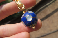 Hand Made Lapis Lazuli and Mother of Pearl Keyrings - Sold Per Item - From Afghanistan - Toprock Gemstones and Minerals 