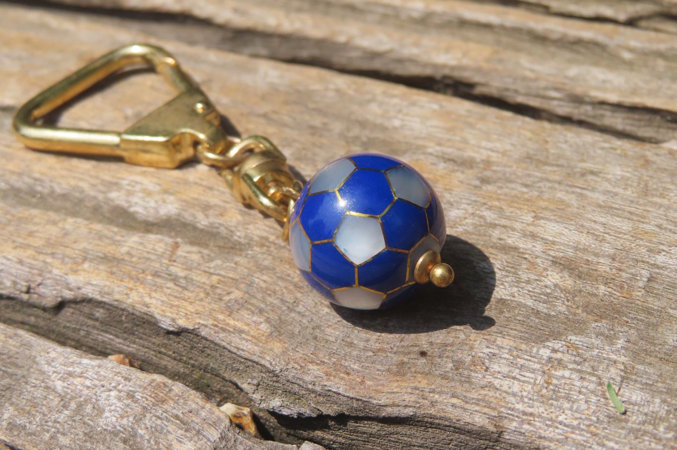 Hand Made Lapis Lazuli and Mother of Pearl Keyrings - Sold Per Item - From Afghanistan - Toprock Gemstones and Minerals 