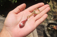 Hand Made Brecciated Red Jasper Ten Pin Bowling Skittle Keyrings - Sold Per Item - From South Africa