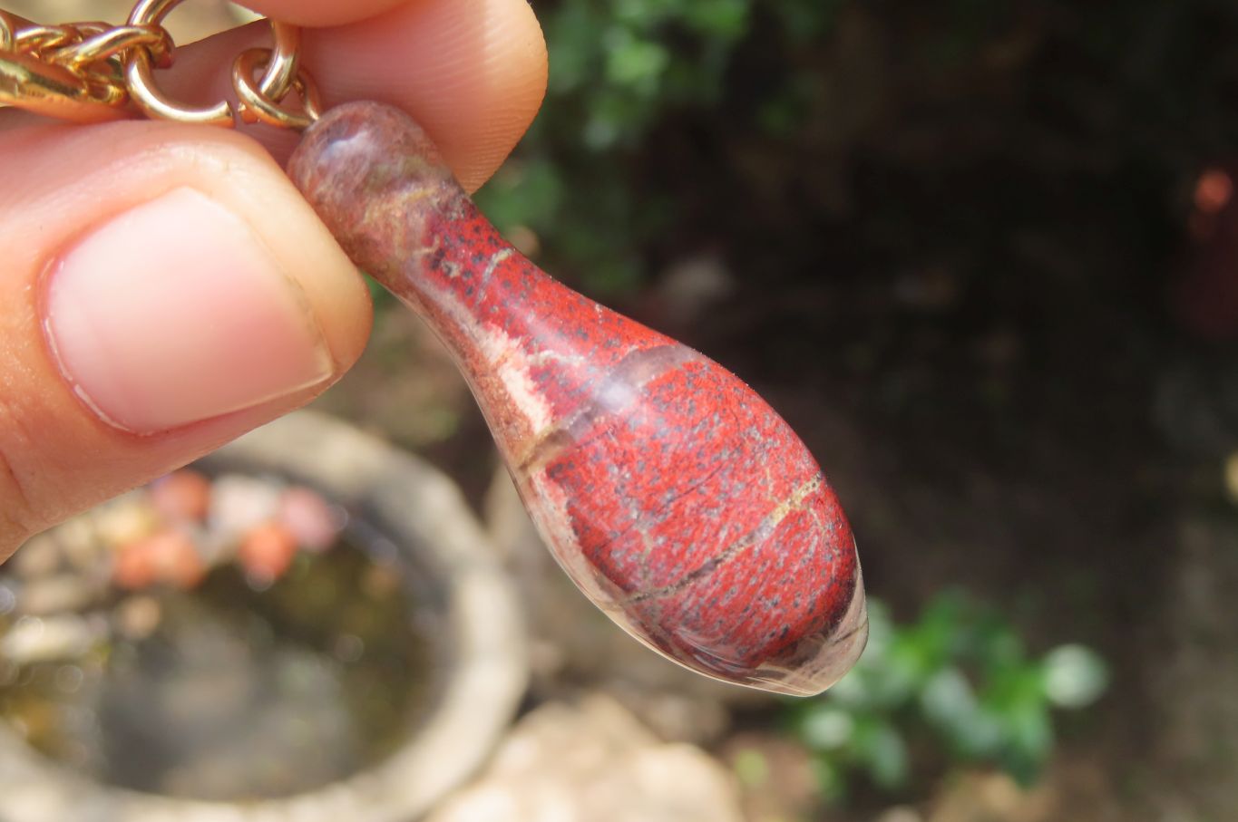 Hand Made Brecciated Red Jasper Ten Pin Bowling Skittle Keyrings - Sold Per Item - From South Africa - Toprock Gemstones and Minerals 