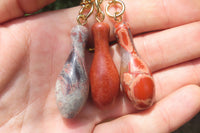 Hand Made Brecciated Red Jasper Ten Pin Bowling Skittle Keyrings - Sold Per Item - From South Africa