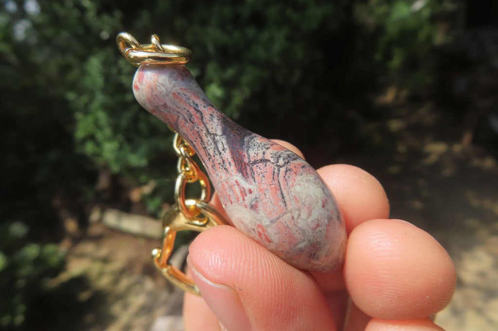 Hand Made Brecciated Red Jasper Ten Pin Bowling Skittle Keyrings - Sold Per Item - From South Africa - Toprock Gemstones and Minerals 
