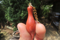 Hand Made Brecciated Red Jasper Ten Pin Bowling Skittle Keyrings - Sold Per Item - From South Africa