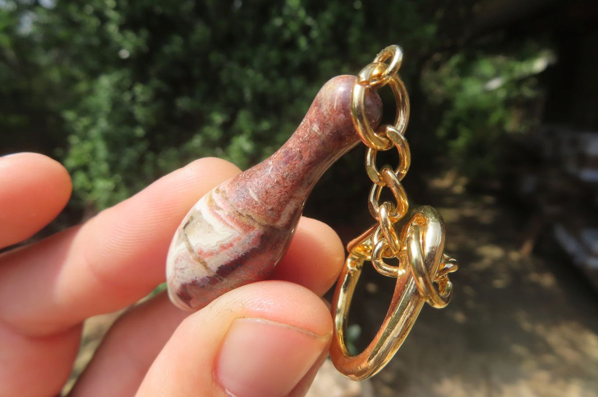 Hand Made Brecciated Red Jasper Ten Pin Bowling Skittle Keyrings - Sold Per Item - From South Africa - Toprock Gemstones and Minerals 