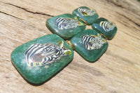 Polished Aventurine Pendant with Hand Painted Zebra - Sold Per Item - From Zimbabwe