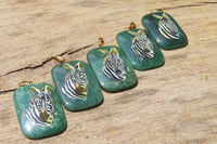 Polished Aventurine Pendant with Hand Painted Zebra - Sold Per Item - From Zimbabwe