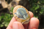 Polished Picture Stone Pendant with Hand Painted Rhinos - Sold Per Item - From Namibia - Toprock Gemstones and Minerals 