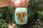 Polished Aventurine Pendant with Hand Painted Elephants - Sold Per Item - From Zimbabwe - Toprock Gemstones and Minerals 