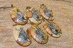 Polished Picture Stone Pendant with Hand Painted Zebras - Sold Per Item - From Namibia - Toprock Gemstones and Minerals 