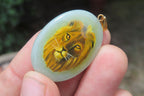 Polished Aventurine Pendant with Hand Painted Lion - Sold Per Item - From Zimbabwe - Toprock Gemstones and Minerals 