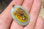 Polished Aventurine Pendant with Hand Painted Lion - Sold Per Item - From Zimbabwe - Toprock Gemstones and Minerals 