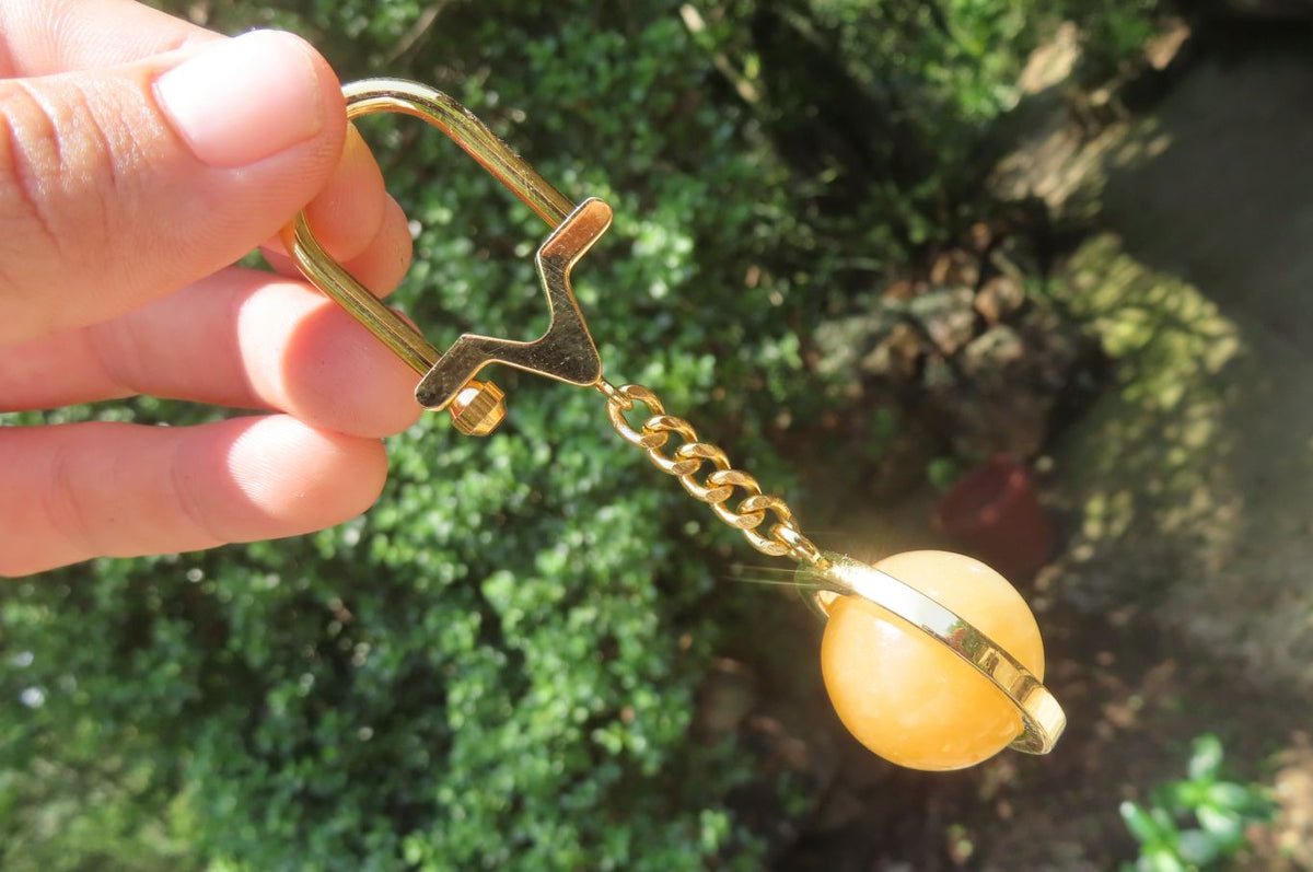 Polished Golden Aragonite Fancy Ball Keyring - Sold Per Item - From Namibia - Toprock Gemstones and Minerals 