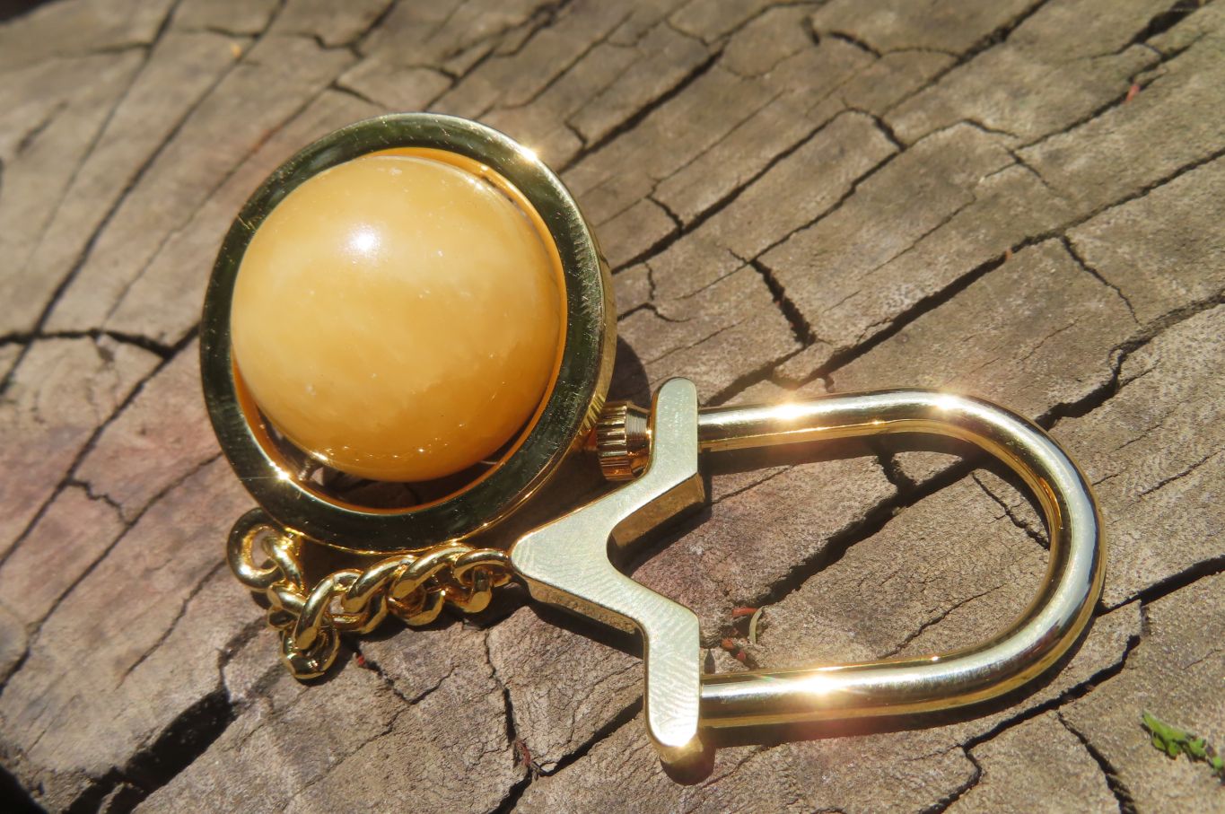 Polished Golden Aragonite Fancy Ball Keyring - Sold Per Item - From Namibia - Toprock Gemstones and Minerals 
