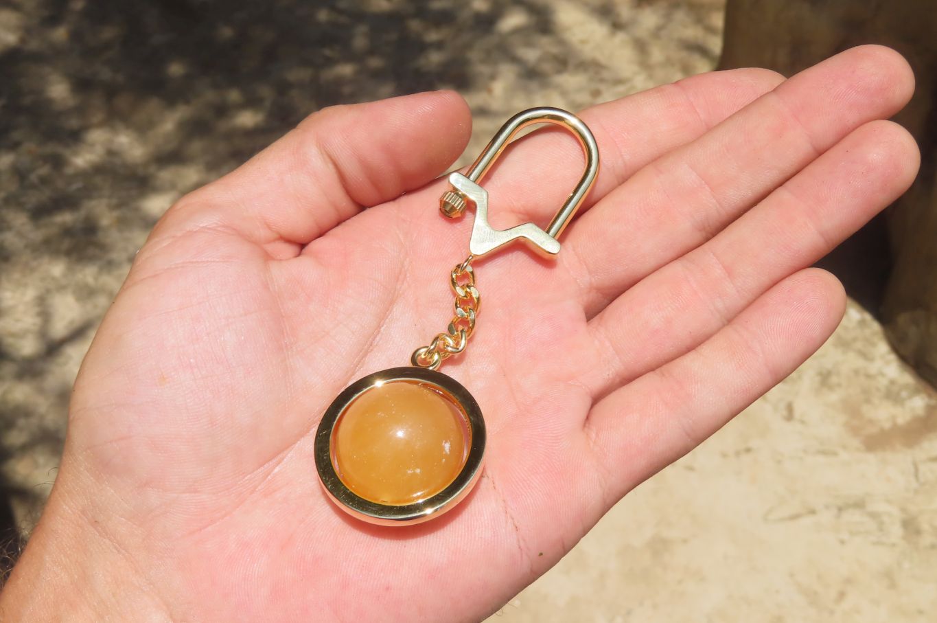 Polished Golden Aragonite Fancy Ball Keyring - Sold Per Item - From Namibia - Toprock Gemstones and Minerals 