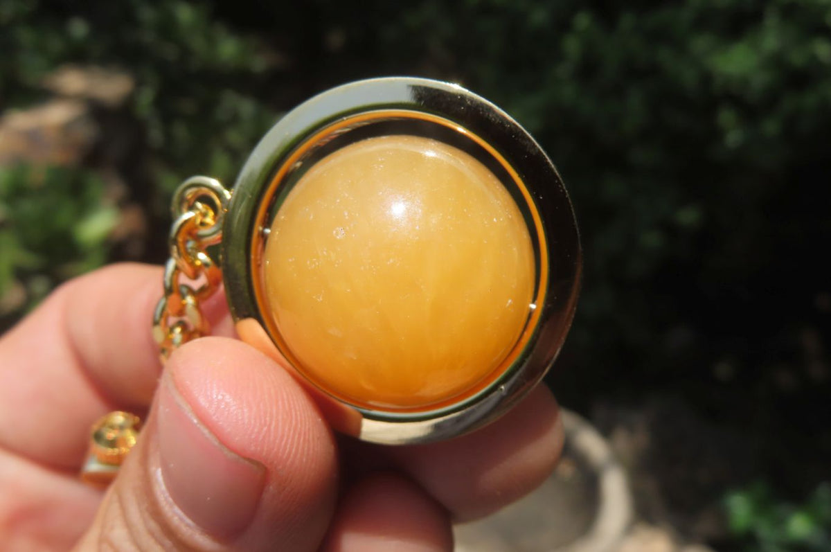 Polished Golden Aragonite Fancy Ball Keyring - Sold Per Item - From Namibia - Toprock Gemstones and Minerals 