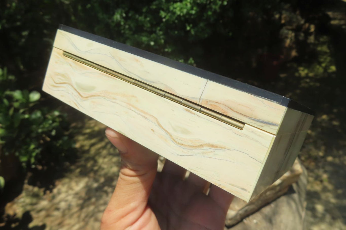 Hand Made Butter Jade Jewellery Box x 1 From South Africa - Toprock Gemstones and Minerals 