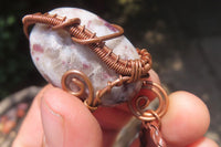 Hand Made Assorted Copper Wire Wrapped Stone Pendants x 6 From Southern Africa