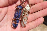 Hand Made Assorted Copper Wire Wrapped Stone Pendants x 6 From Southern Africa