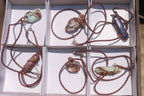 Hand Made Assorted Copper Wire Wrapped Stone Pendants x 6 From Southern Africa - Toprock Gemstones and Minerals 