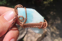 Hand Made Assorted Copper Wire Wrapped Stone Pendants x 6 From Southern Africa