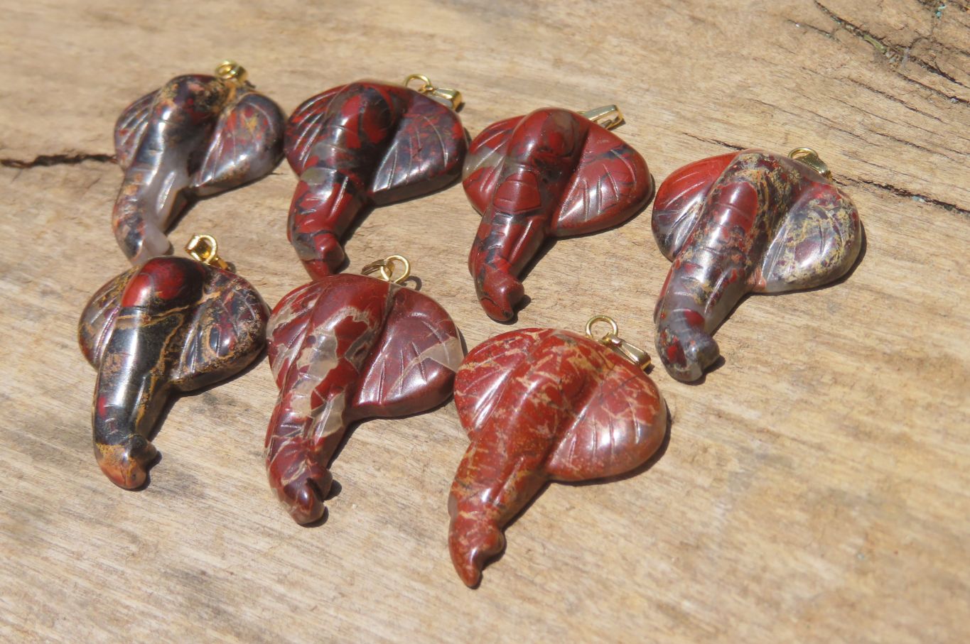 Polished Carved Red Jasper Elephant Pendant - Sold Per Item - From South Africa - Toprock Gemstones and Minerals 