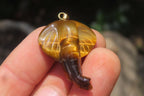 Polished Carved Golden Tigers Eye Elephant Pendants - Sold Per Item - From South Africa - Toprock Gemstones and Minerals 