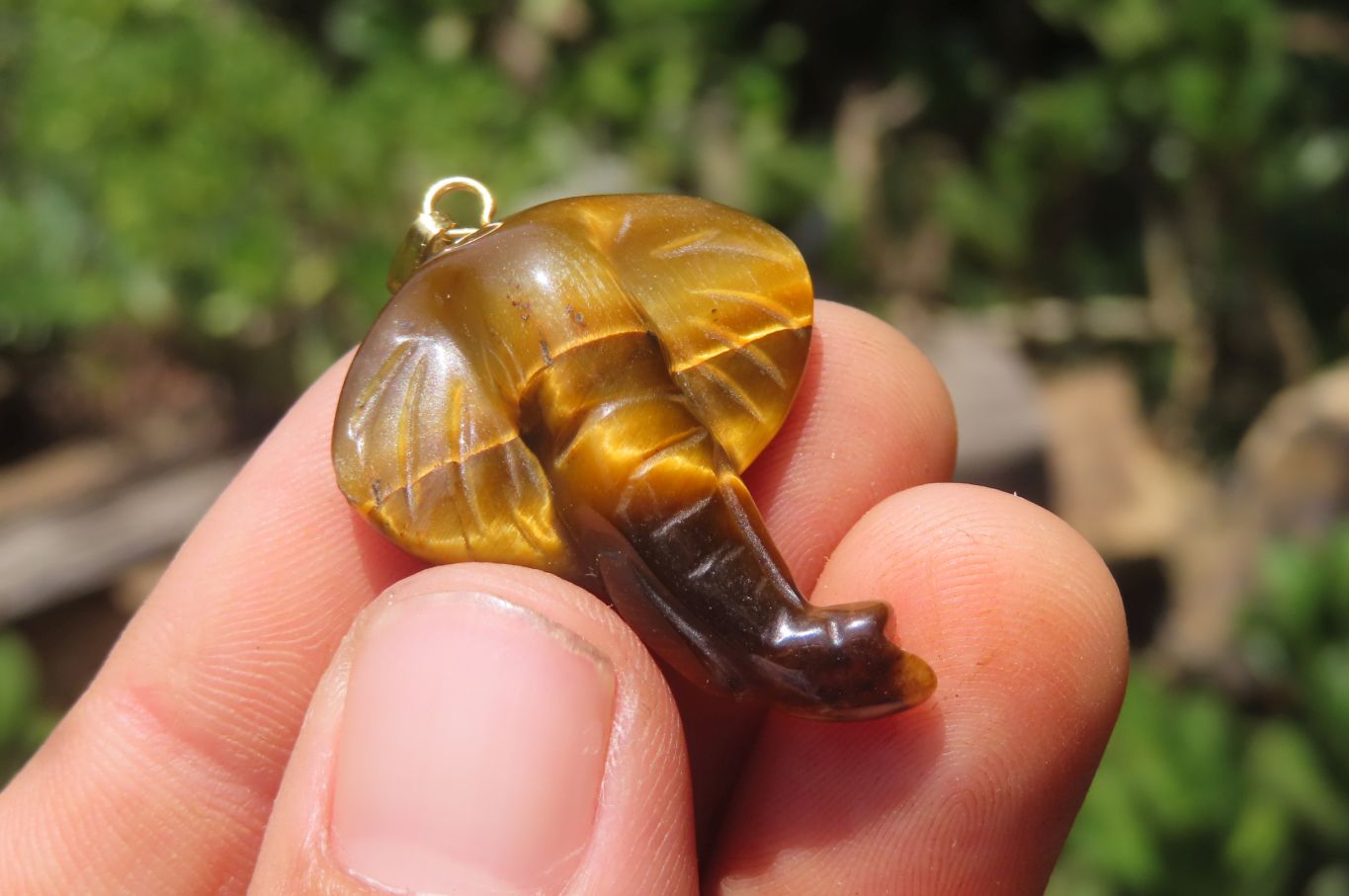 Polished Carved Golden Tigers Eye Elephant Pendants - Sold Per Item - From South Africa - Toprock Gemstones and Minerals 