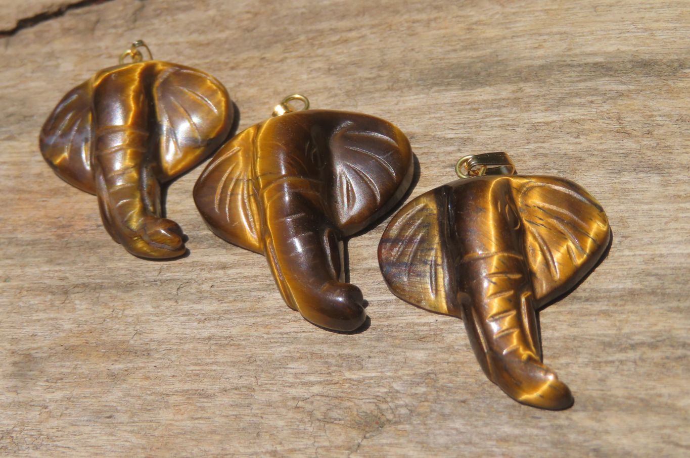 Polished Carved Golden Tigers Eye Elephant Pendants - Sold Per Item - From South Africa - Toprock Gemstones and Minerals 