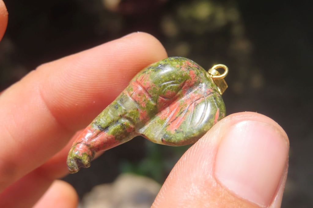 Polished Carved Unakite Elephant Pendant - Sold Per Item - From South Africa - Toprock Gemstones and Minerals 