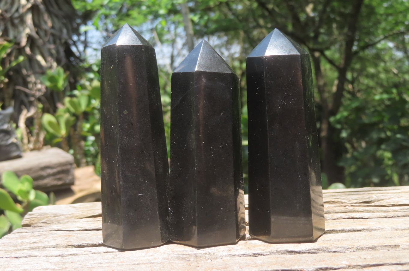 Polished Black Basalt Points x 12 From Antsirabe, Madagascar - Toprock Gemstones and Minerals 