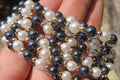 Polished Silver Hematite and Freshwater Pearl Beaded Necklace - Sold Per Item - From China - Toprock Gemstones and Minerals 